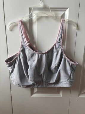 Goddess Light Gray Sports Bra with Pink Trim Size 46G